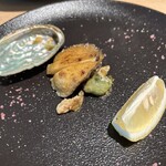 鉄板焼 天晴れ - 鮑ソテー。肝も美味しくいただきました。