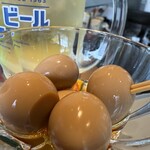 アケボノスタンド - うずらの醤油漬け 400円。