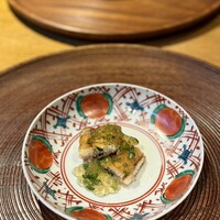 妙見石原荘 食菜石蔵 - 強肴 :  地鰻白焼き　土佐酢のジュレ　木の芽