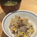 雪花菜 - お茶碗によそってもらいます