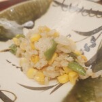 赤坂おぎ乃 - キンキ/とうもろこし/万願寺とうがらしの炊き込みご飯