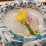 赤坂おぎ乃 - ・鯵とあおり烏賊のお刺身/かぼす/おろし生姜/山葵