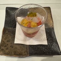 うぶか - 縞海老、雲丹、番茄(トマト)、酢橘、昆布のジュレ