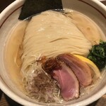 鴨出汁中華蕎麦 麺屋yoshiki - 貝昆布水とオマール海老の細つけ麺(醤油)