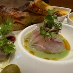 とろける牛ホホ専門店 cheek - イサキとそら豆ソース　おいしい