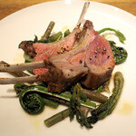 スガハラ - オーストラリア 子羊（ソルトブッシュラム） 背肉 ロースト & 山菜（こごみ & たらの芽 & 山うど & あいこ）