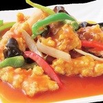 Stir-fried white fish with sweet and sour sauce