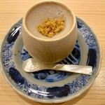 鮨 かわしま - 白子と味間芋の塩辛に唐墨トッピングは、酒の肴としてチビチビいただきます