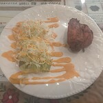 プリンス　インドレストラン - Cセット  別皿で届いたタンドリーチキンはサラダも付属