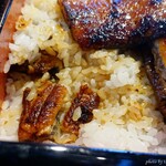 うなぎの 東海亭 - 2024年4月　うな重二段重ねのご飯のなかのうなぎはちょこっと(´Д｀)