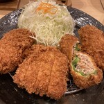 とんかつ 神楽坂 さくら 水戸笠原店 - ロース・ピーマンの肉詰め・メンチかつ×２