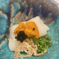 鮨 七海 - イカそうめんとウニとキャビア
