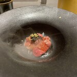 焼鳥 燃暖 - キャビアとレバー瞬間スモーク