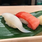 鮨ひのき - イカ、中トロ