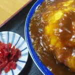 栄庵 - オムカレーライス大盛＆福神漬