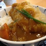 うどん上々 - ご飯に鶏天とカレーダシをかけて即席鶏天カレー丼にしてみました（笑）