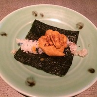 鉄板焼 摩天楼 東京スカイツリー・ソラマチ店 - 海苔とおこげとウニの手巻き