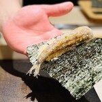 島津 - メヒカリ唐揚げの手巻き