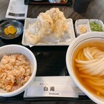讃岐うどん 白庵 - ひやひやとり天セット　麺の量・並withかやくごはん