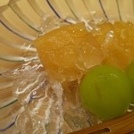 味 ふくしま - マスカットと桃のコンポート  4000円コース  デザート
      