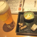 個室と地肴 北新地 心屋 - 先ずは御通しとＢＥＥＲ2014/9月