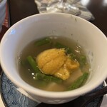 料理屋K - ウニ、ホタテ、アスパラの餡かけ