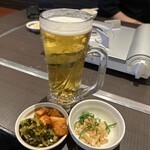 本格豚骨ラーメン 恵壱 - もつ鍋一人前につき生ビール一杯のみ300円でした。