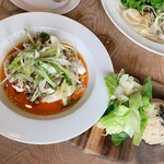 エコモレストラン - スペシャルランチ　よだれ鶏と蒸しキャベツのプレート麻婆大豆ミートソース