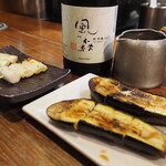 鳥扇 - 長ねぎ＆茄子の炭火焼