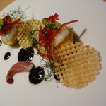 Point - 6月のディナー　剣イカとジャガイモのイカ墨ソース