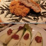 やきとり 戎 - 2014'7/29 イベリコ豚メンチカツ700、水ナス(梅のせ)300