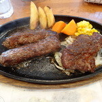ブロンコビリー - ランチステーキ（１６０ｇ）＆がんこハンバーグ（２００ｇ）コンビ（１，９２２円）