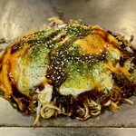 広島お好み焼 くるみ - 半熟スペシャル そば（豚肉・野菜・玉子・麺・青ねぎ）・めんダブル そば