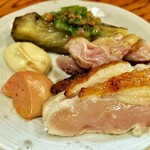 千ふく - 兵庫篠山高坂鶏・大阪泉州 水茄子 万願寺唐辛子とアンチョビソース