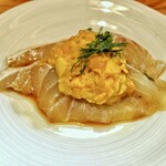 千ふく - 天草海水雲丹 ・紹興酒タレ還流 明石産鱸 八代のり