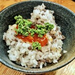 千ふく - 富山 月の輪熊と兵庫 花山椒の薪御飯、卵黄の紹興酒漬け