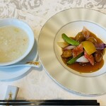 銀座アスター - 黒豚の酢豚＆お粥