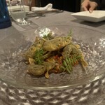 上六ワイン - 稚鮎のフリットとサルサソースの相性抜群