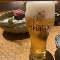 魚匠 銀平 道頓堀店 - エビスビールは日本料理に合うねー♪