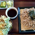一生 - ミニ天丼ざるそば大盛＠1500円