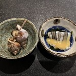 魚貝三昧 彬 - つぶ貝の旨煮とイワシの酢味噌和え