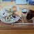 あんく - 料理写真:●アイスコーヒー（モーニングサービス付き）500円
          
          を注文してみた
          
          他のお客の会話を盗み聞き❔️wしていたら
          
          「ここはいいよね〜
          　スーパー近いし病院にも近いから」と話されていたw