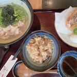 古蝶庵 - ・イベリコ御膳¥1750
                                (イベリコはりはり・野菜と海老の天ぷら・地鶏めし)