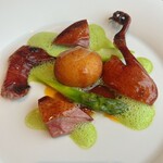 SEZANNE - 鳩　北海道産グリーンアスパラガス　ウォックオイル