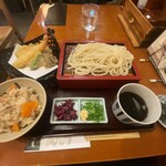 銀座 木屋 - 天せいろうどんとかやくごはんのセット