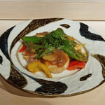 鮨でですけ - 加茂茄子・鯛・ホタテ金山寺味噌