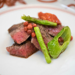 料亭旅館　いちい亭 - 黒毛和牛胡椒焼、万願寺とうがらし、アスパラ