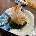 炭火と酒と肴 七福八郎 - 生エビチリ　甜麺醤ぽい味付けの甘辛