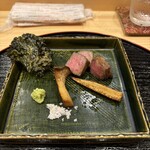 割烹 花穂 - 肉半分位食べて後(撮り忘れ)