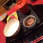 にくの匠 三芳 - ご飯・おにくの昆布巻き・お漬物・旬菜味噌汁